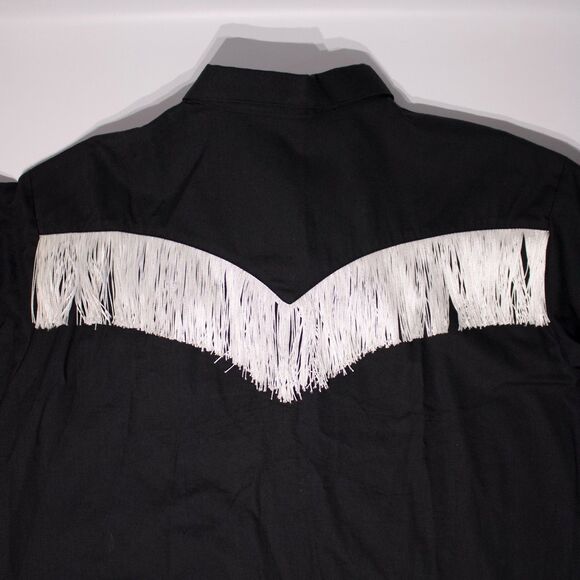 VTG Panhandle Slim Western Pearl Snap Long Sleeve Shirt Fringe USA Women XL - Picture 5 of 13
